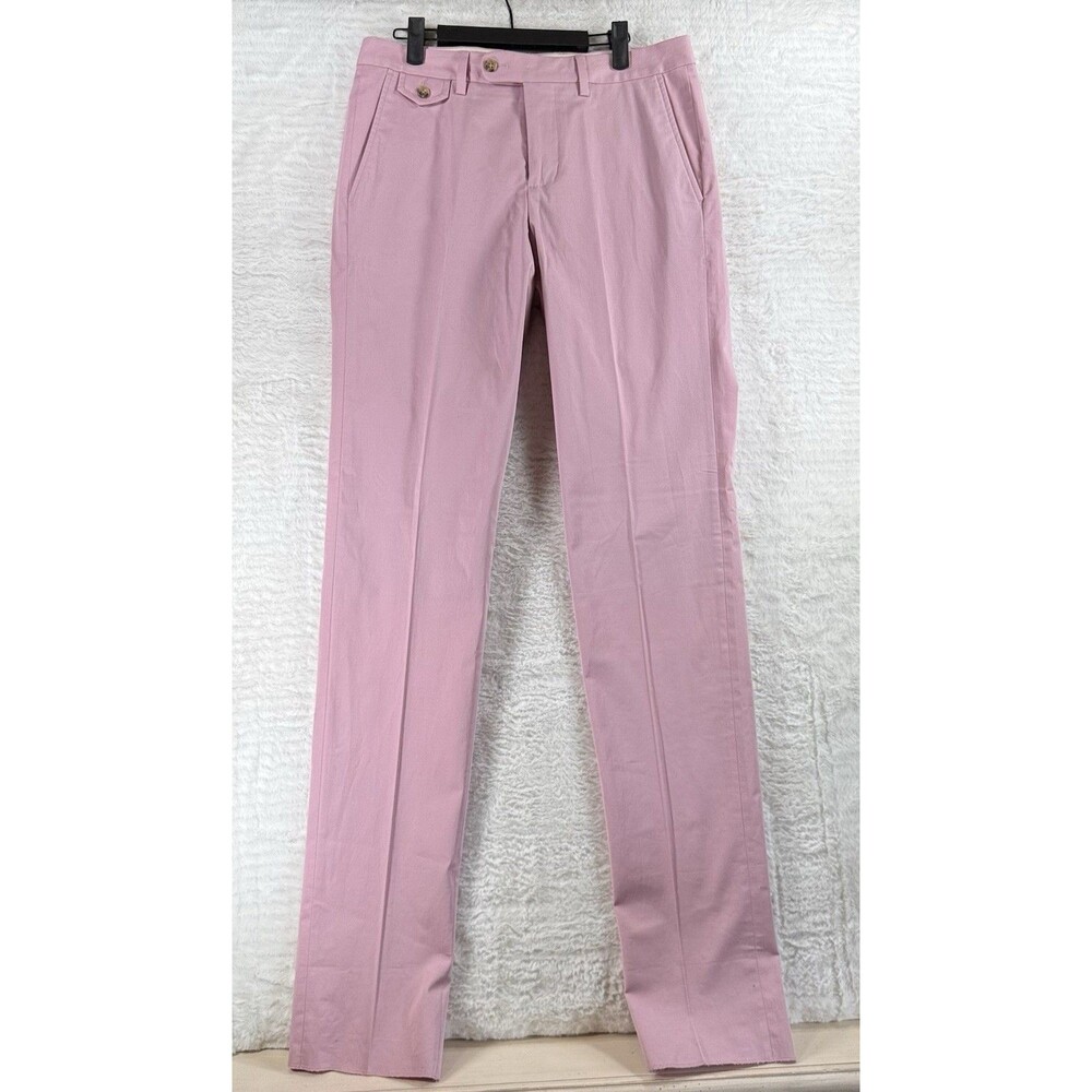 Bonobos Emmetex Italian Cotton Stretch Chino Pants 30x37 Pink  Pleated Side Tab